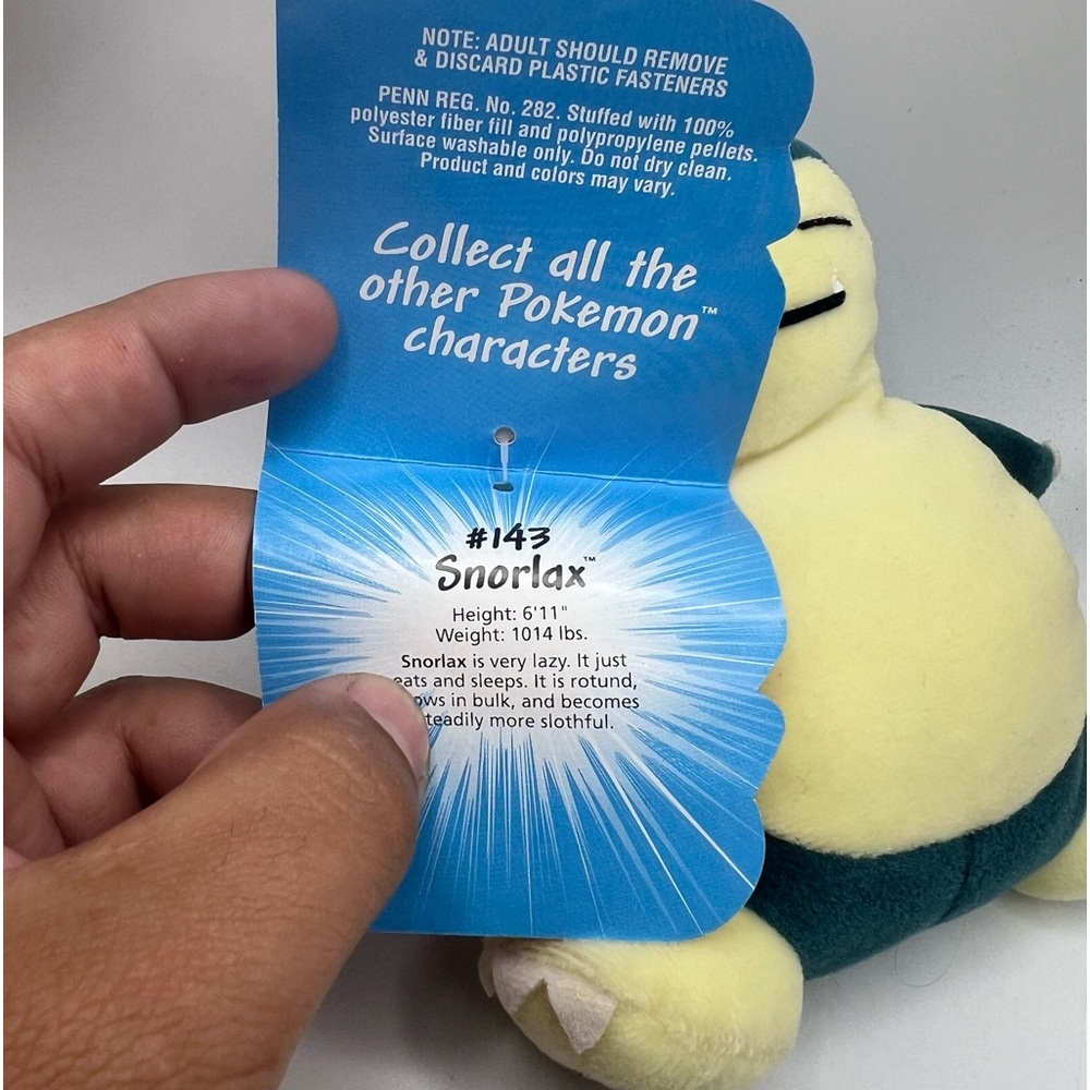 Vintage SNORLAX #143 Plush Beanie Pokémon Hasbro 1998 New With Tag NWT G1